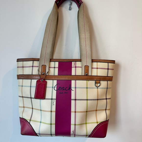 Vintage Coach Heritage Tatterstall Tote Bag - Picture 11 of 15